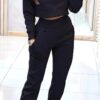Stand Collar Sports Suit Fashion Pullover Long-sleeves Short Top And Slim Trousers With Pockets Solid Outfits Women's Clothing - Image 3
