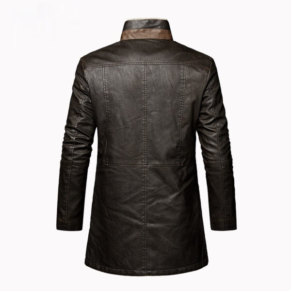 Men's Leather Extended Plus Size Men's PU Leather Coat - Image 2