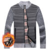 Men's Stand Collar Stitching Velvet Padded Sweater Knitwear Coat - Image 6
