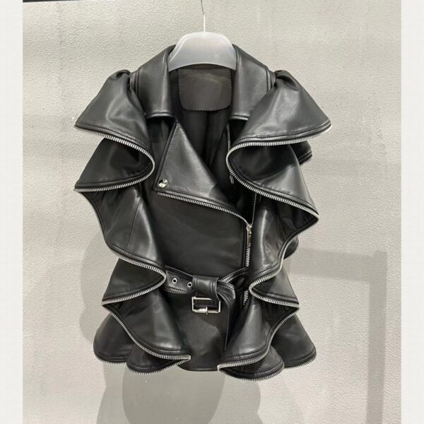 Sheepskin Leather Vest Heavy Work Sheepskin Coat - Image 3