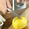 Onion Holder Slicer Vegetable tools Tomato Cutter Stainless Steel Kitchen Gadget - Image 7