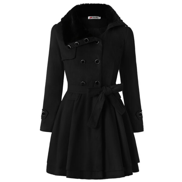 Women's Clothing Slim-fit Mid-length Woolen Coat Double-breasted Padded Coat - Image 2