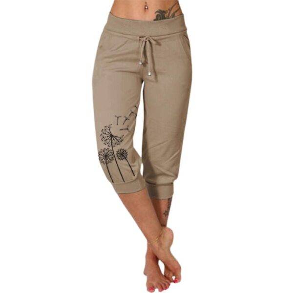 Casual Fashion Printing Loose High Waist Lace-up Cropped Pants - Image 6