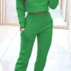 Stand Collar Sports Suit Fashion Pullover Long-sleeves Short Top And Slim Trousers With Pockets Solid Outfits Women's Clothing - Image 7