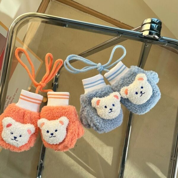Cartoon Children's Fleece-lined Warm Gloves With Neck - Image 6