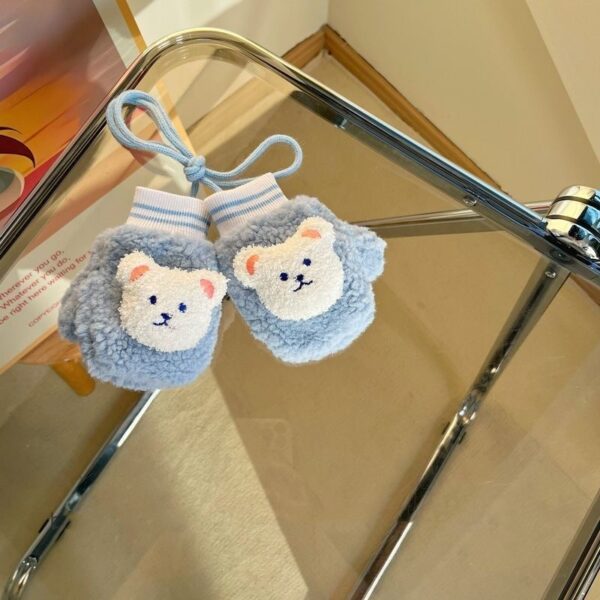 Cartoon Children's Fleece-lined Warm Gloves With Neck - Image 3