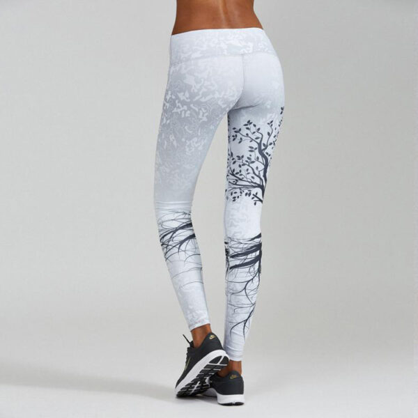 Printed Black Big Tree Buttocks High Waist Sports Fitness Yoga Wear Leggings - Image 3