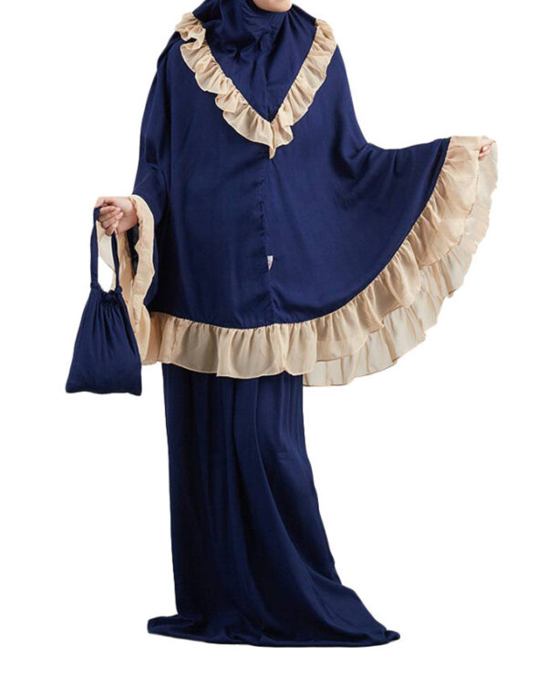 Muslim Kids Ramadan Girls Long Sleeve Dress Hijab Abaya Robe Arab Dubai Children Kaftan Headscarf Islamic Kids Robe Jilbab - Image 3