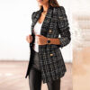 Spring Fashion Printed Long Sleeve Double Breasted Blazer Collar Coat - Image 7
