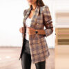 Spring Fashion Printed Long Sleeve Double Breasted Blazer Collar Coat - Image 8