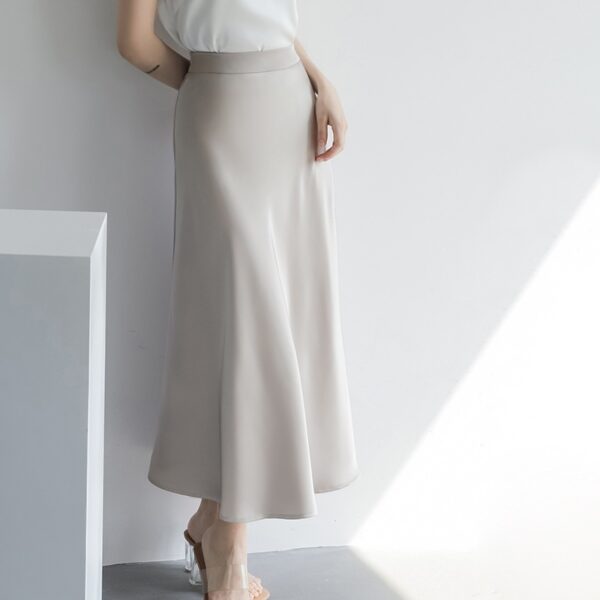 Women's Mid-length French Satin Skirt Summer High Waist Sheath - Image 9