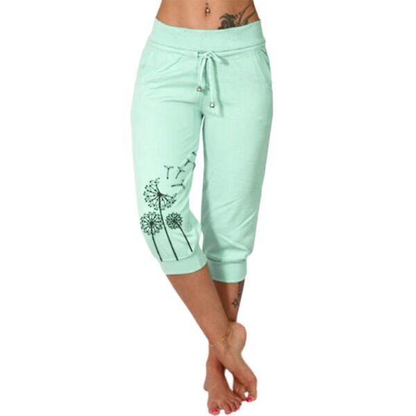 Casual Fashion Printing Loose High Waist Lace-up Cropped Pants - Image 7