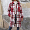 New Brushed Plaid Long Coat With Pockets Fashion Winter Jacket Outwear Women's Clothing - Image 3