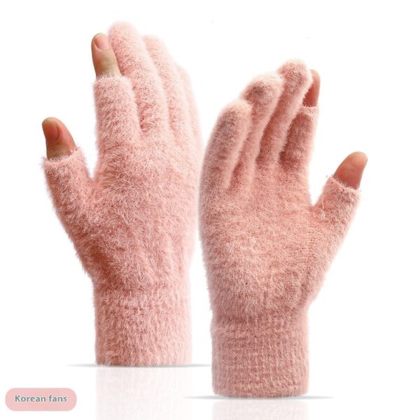 Autumn And Winter Fashionable Warm Exposed Two Finger Gloves - Image 6
