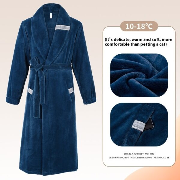 Winter Fleece Lining Plus Size Milk Fiber Homewear Mid-length Men's Pajamas - Image 2