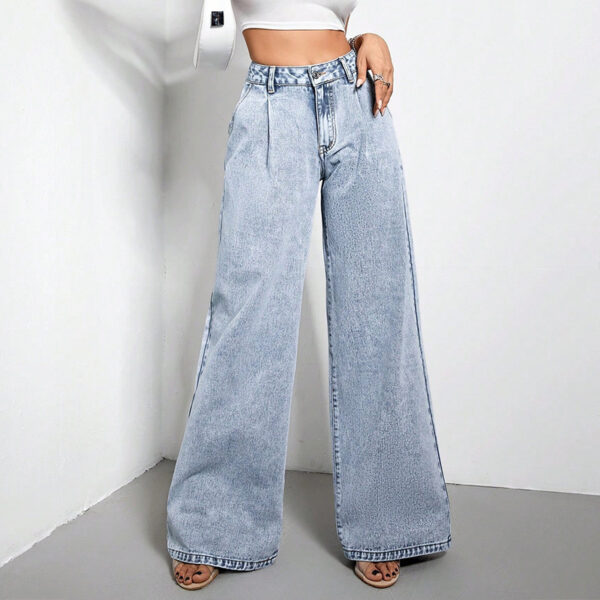 Women's Wide Leg Drape Loose Denim Trousers - Image 6