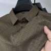 High-end Elegant Ice Silk Short Sleeve T-shirt Men's Lapel Summer Plaid Polo Shirt - Image 4