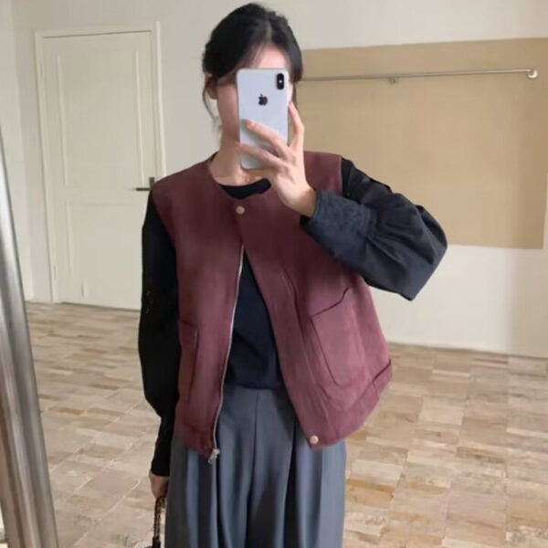 Vintage Deerskin Velvet Short Outer Wear Vest - Image 3