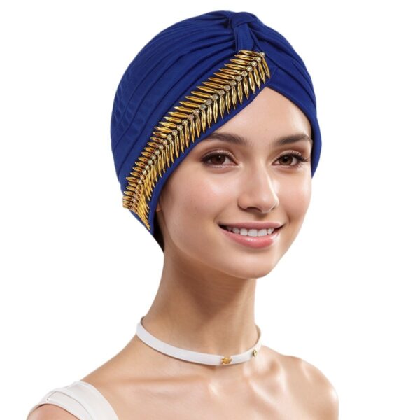 New Rhinestone Turban Cap For Women Pleated Elastic Head Wrap Stylish Ramadan Head Scarf Bonnet Chemo Cap Wedding African Hat - Image 3
