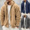 Plush Hooded Jacket Men's Autumn And Winter Fleece Double-sided Wear Warm Coat With Zipper Loose Casual Jacket Outdoor Clothing - Image 6