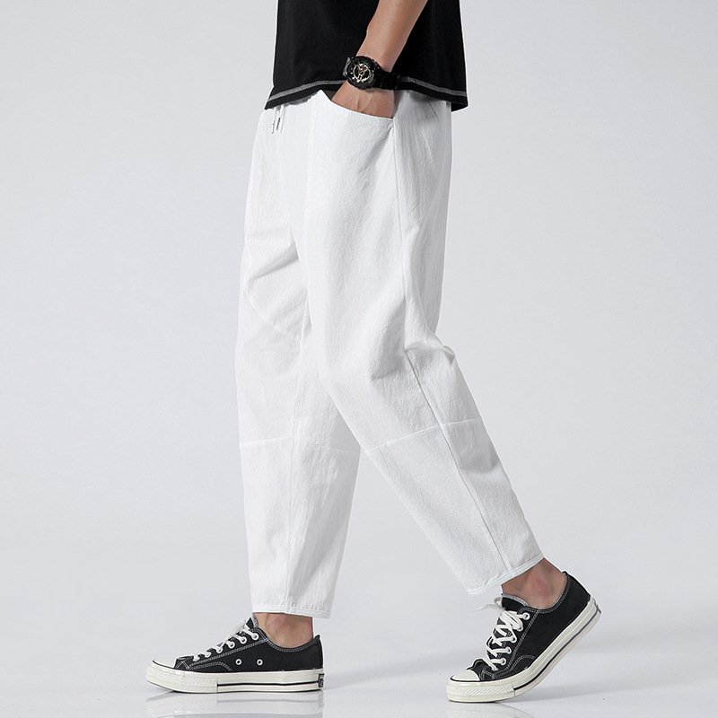 Loose Cotton Linen Cropped Harem Pants Casual Loose Cotton Linen Cropped Harem Pants Casual - Image 2