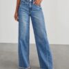 Women's Loose Wide-leg Side Seam Stitching Frayed Hem Jeans - Image 6