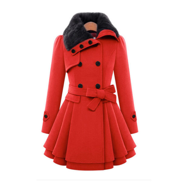 Women's Clothing Slim-fit Mid-length Woolen Coat Double-breasted Padded Coat - Image 5