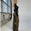 Women's Casual Design Stitching Straight Slim-fit Pants - Image 8