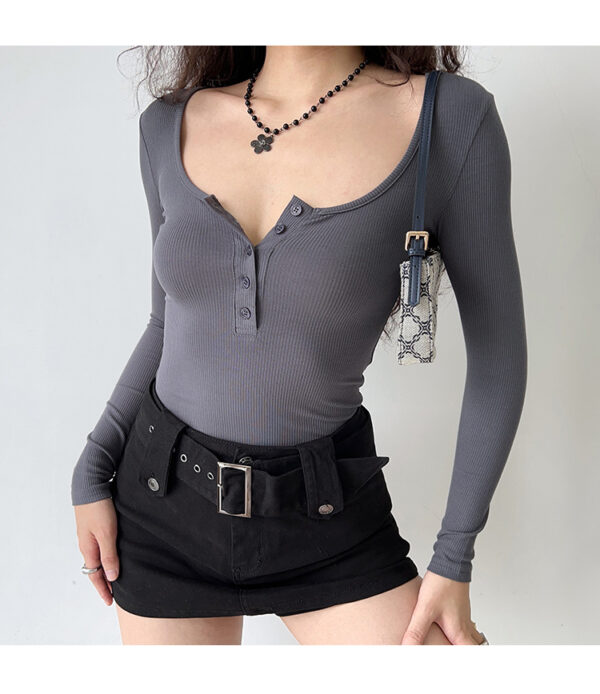 American Retro Wide Waistband Denim Mini Skirt - Image 3