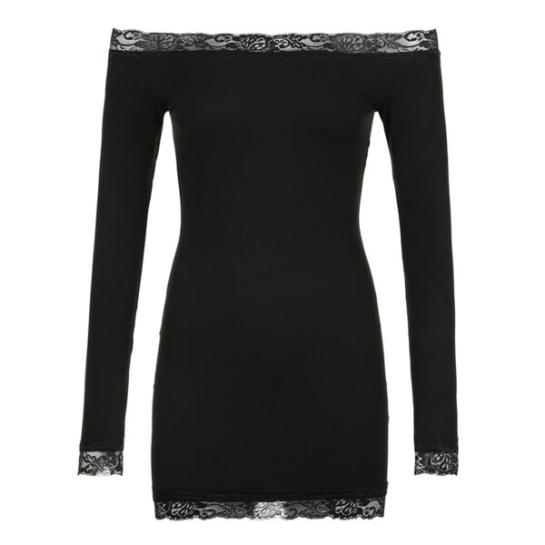 Women's Lace Stitching Pure Color Tight Sheath Dress - Image 6