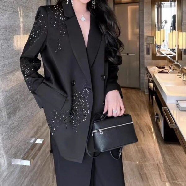 Casual Plus Size Diamond Suit Jacket - Image 2