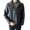 Hong Kong Style Velvet Padded Plus Size Men's Leather Jackets - Image 5