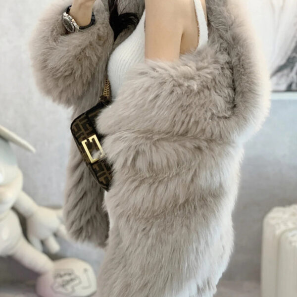 Online Influencer Fashion Hooded Artificial Fox Fur Padded Coat Young - Image 3