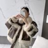 Sense Fox Fur Stitching Leather Coat - Image 10
