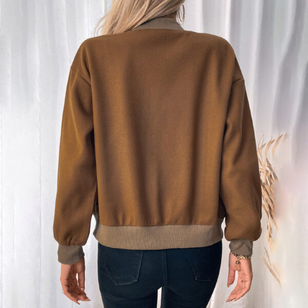 Women's Pocket Single-breasted Half-turtleneck Jacket - Image 4