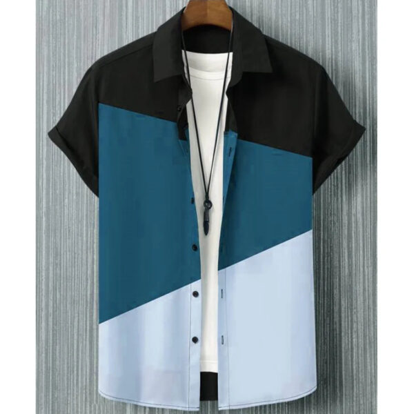 Fashion Trendy Men's Shirt Digital Printing Casual Breathable Stand Collar Short Sleeve - Image 2