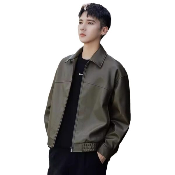 Men's Spring And Autumn New Motorcycle Clothing Leather Coat - Image 3
