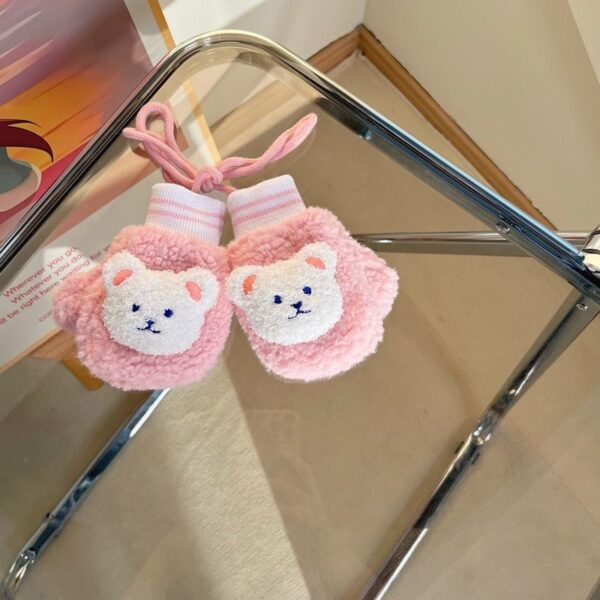 Cartoon Children's Fleece-lined Warm Gloves With Neck - Image 5
