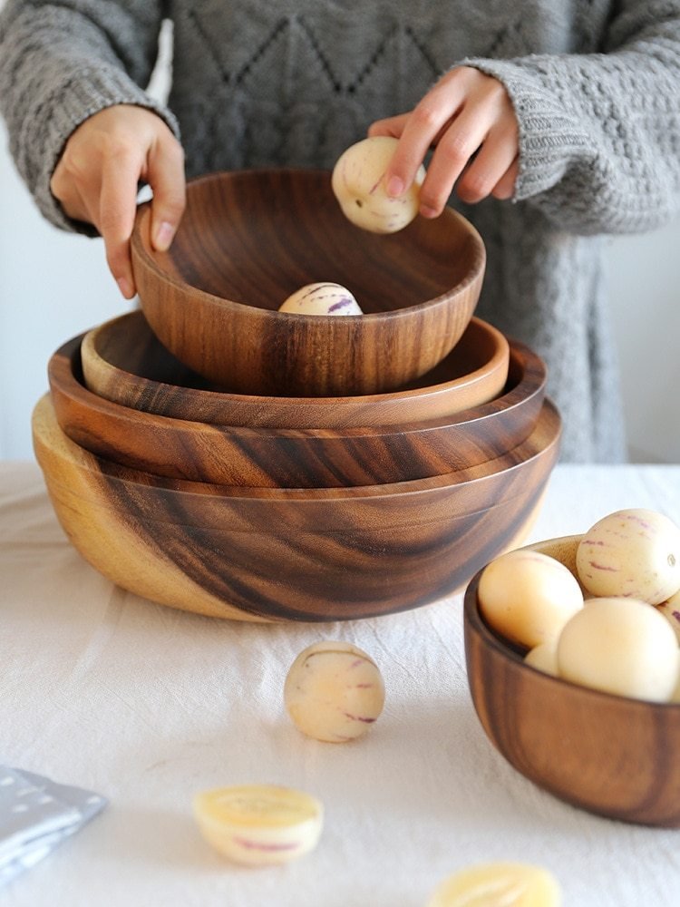 Kitchen Natural Wooden Bowl Household Fruit Bowl Salad Bowl For Home Restaurant Food Container Wooden Utensils Note The Size Hot Kitchen Natural Wooden Bowl Household Fruit Bowl Salad Bowl For Home Restaurant Food Container Wooden Utensils Note The Size Hot - Image 2