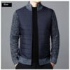 Men's Stand Collar Stitching Velvet Padded Sweater Knitwear Coat - Image 5