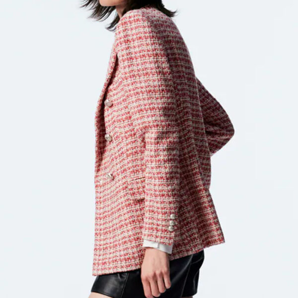 Textured Double-breasted Casual Ladies Blazer - Image 6