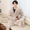 Winter Fleece Lining Plus Size Milk Fiber Homewear Mid-length Men's Pajamas - Image 3