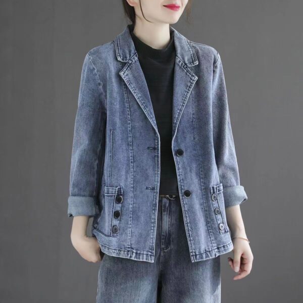 Autumn New Patchwork Pocket Loose Retro Long Sleeve Top - Image 6