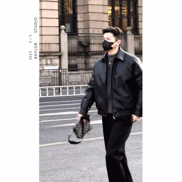 Men's Spring And Autumn New Motorcycle Clothing Leather Coat - Image 4