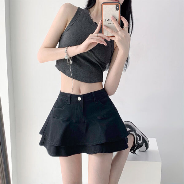 Women's White High Waist Denim Skirt - Image 4