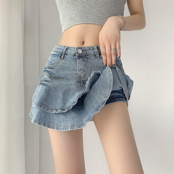 Women's White High Waist Denim Skirt - Image 3