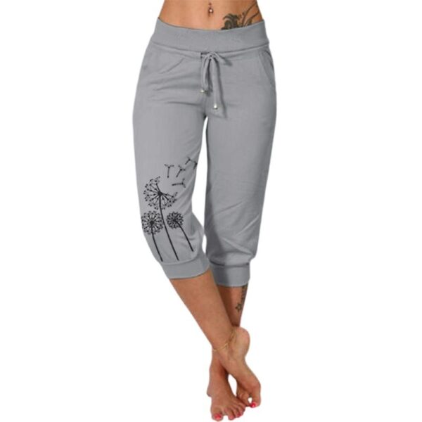 Casual Fashion Printing Loose High Waist Lace-up Cropped Pants - Image 8