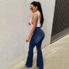 Women's Stretch High Waist Denim Pants Micro-pull Horseshoe Pants - Image 3