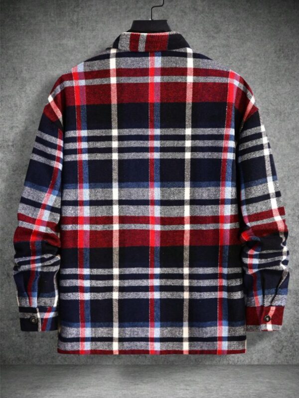 Woolen Lapel Print Long Sleeve Shirt - Image 2