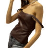 Women's Leather Spaghetti Straps Sleeveless Top - Image 5